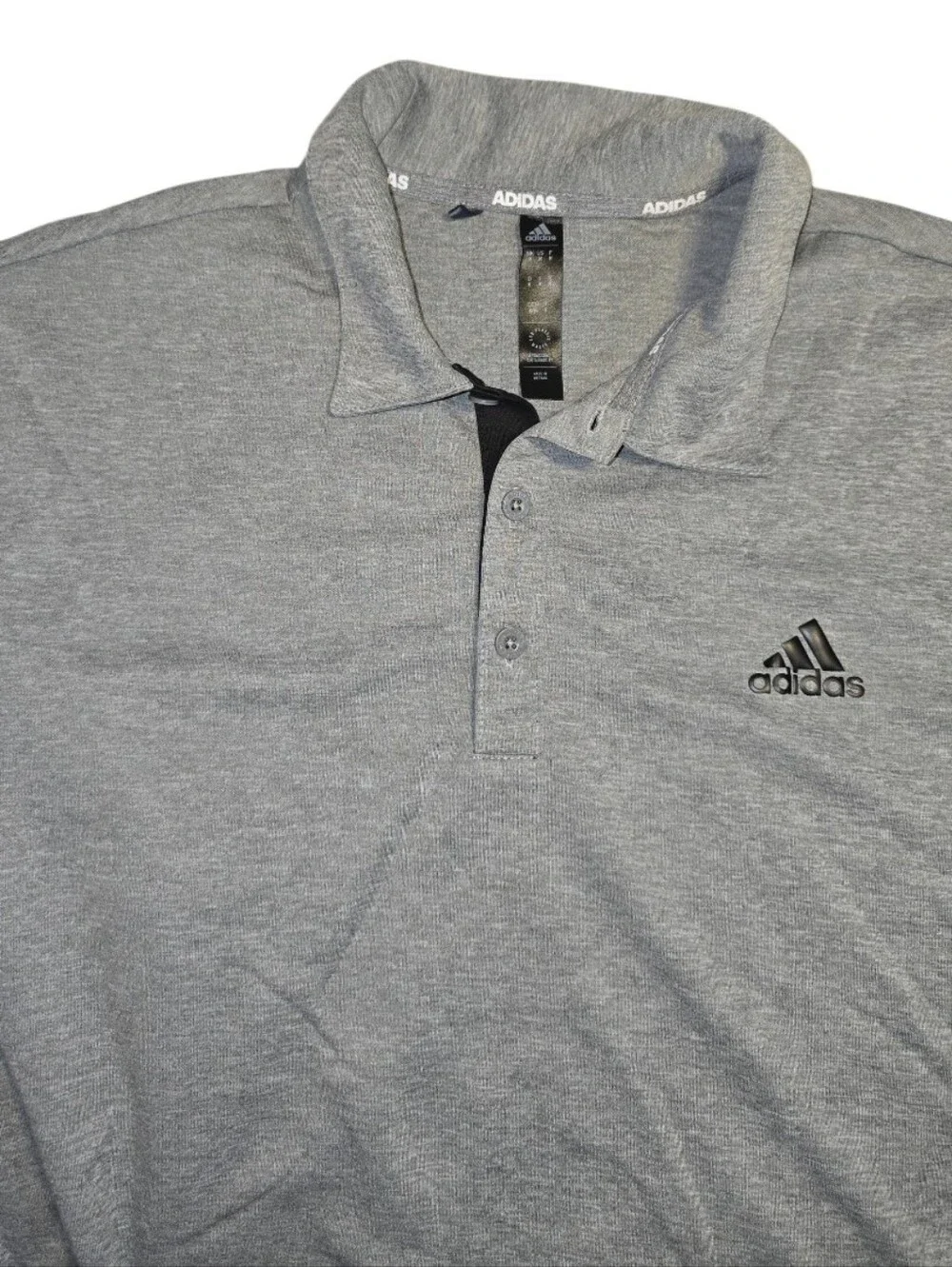 Adidas Men's Gray Polo Shirt Size M Short Sleeve Logo Golf Casual Performance